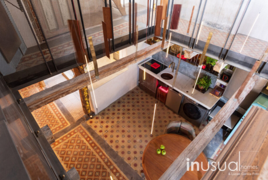 plano desde arriba cocina y salón